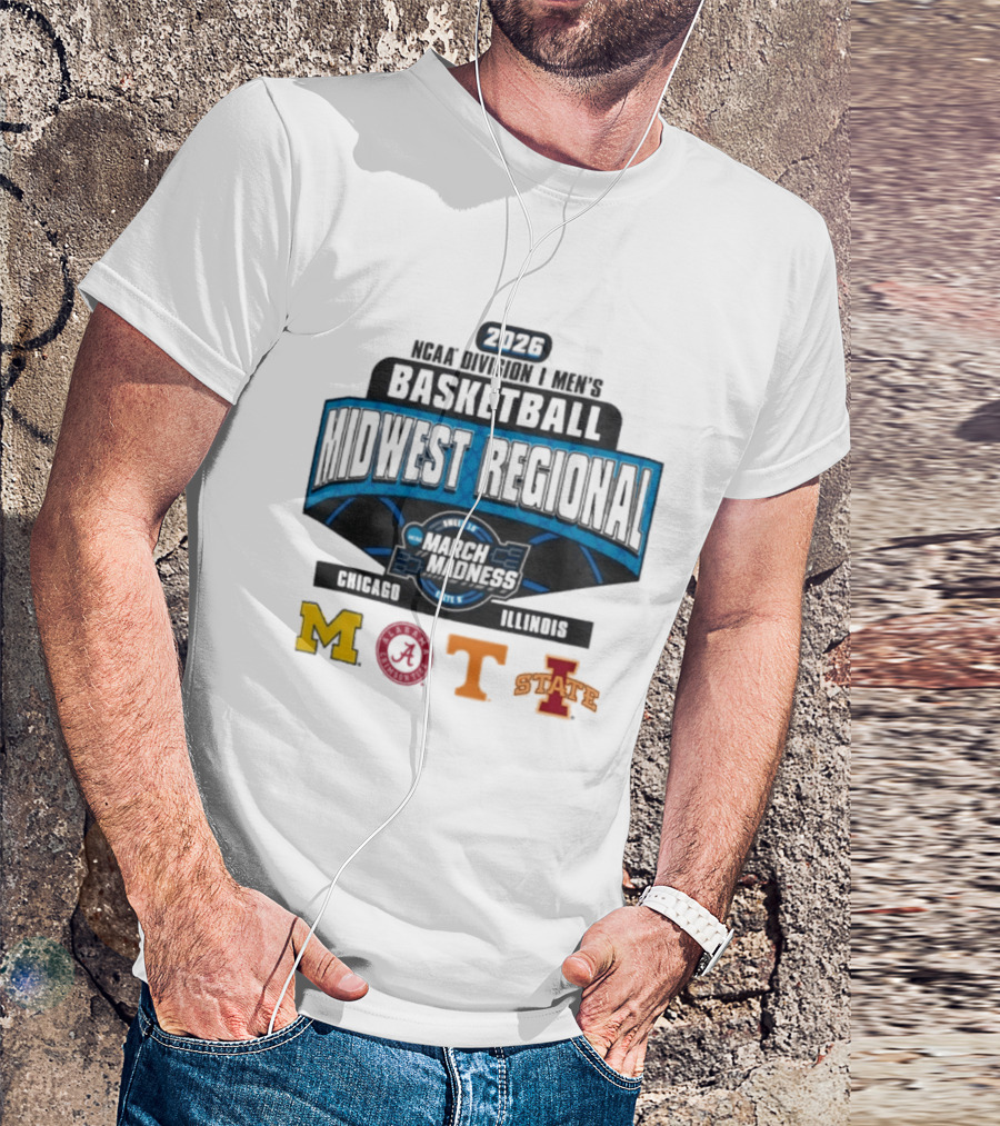 2026 NCAA DI Men's Basketball Midwest Regional Chicago Illinois March Madness Mizzou Dayton Tenn Iowa State T-Shirt