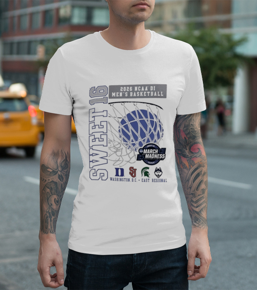 Sweet 16 2026 NCAA DI Men's Basketball East Regional Duke, St. John's, Michigan State, Eastern Kentucky T-Shirt