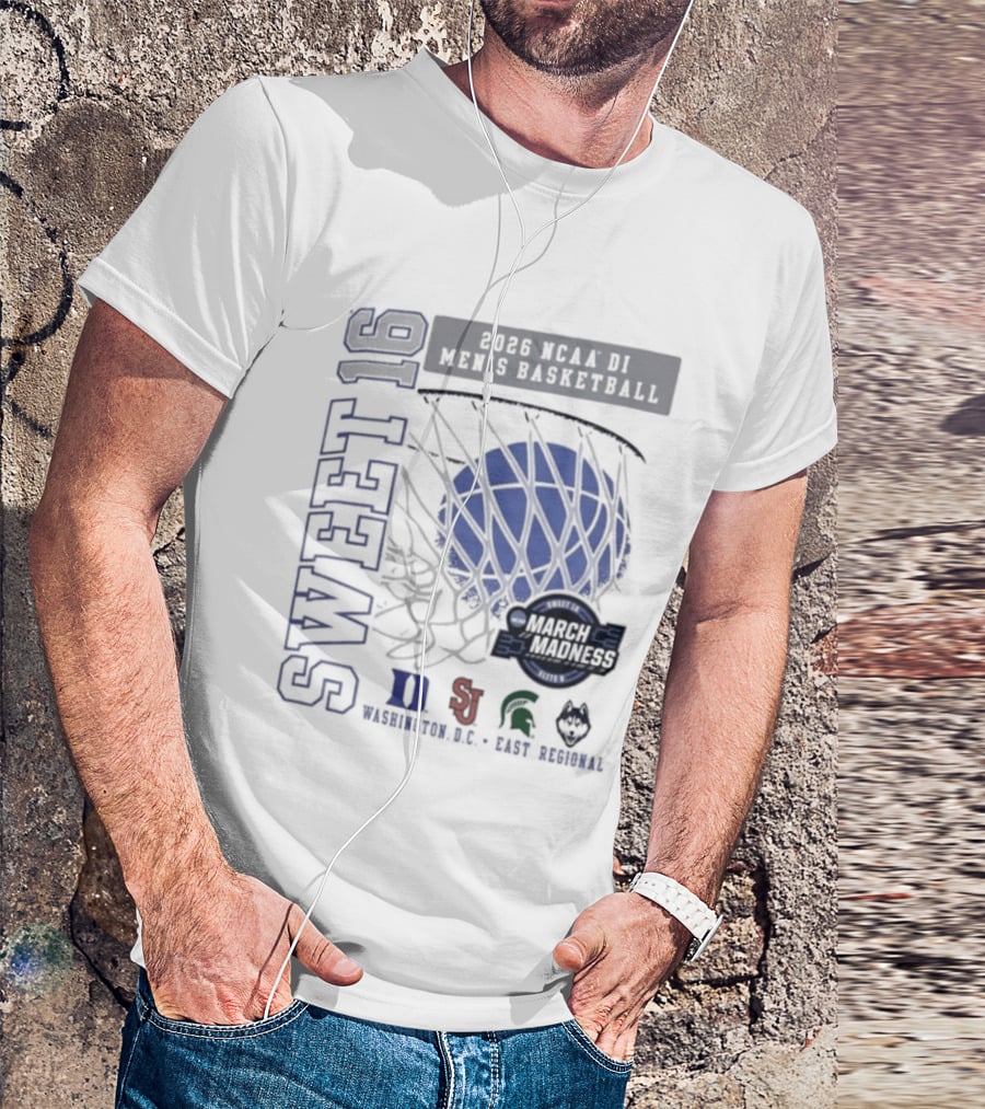 Sweet 16 2026 NCAA DI Men's Basketball East Regional Duke, St. John's, Michigan State, Eastern Kentucky T-Shirt