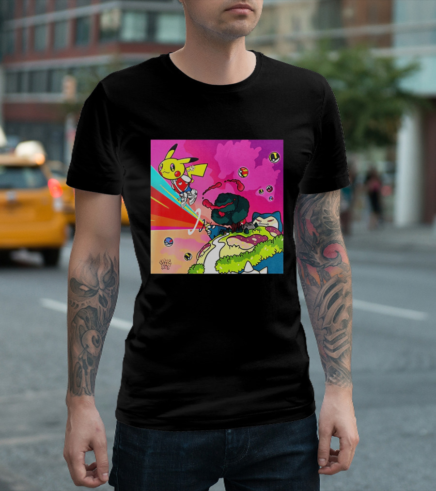 Pikachu Graduation Inspired By Album Cover Elements Pokemon Crossover Scene T-Shirt