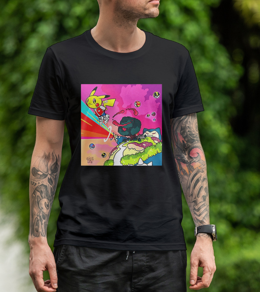Pikachu Graduation Inspired By Album Cover Elements Pokemon Crossover Scene T-Shirt