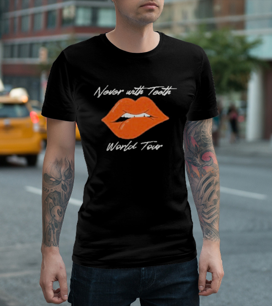 Never With Teeth World Tour Orange Lips T-Shirt