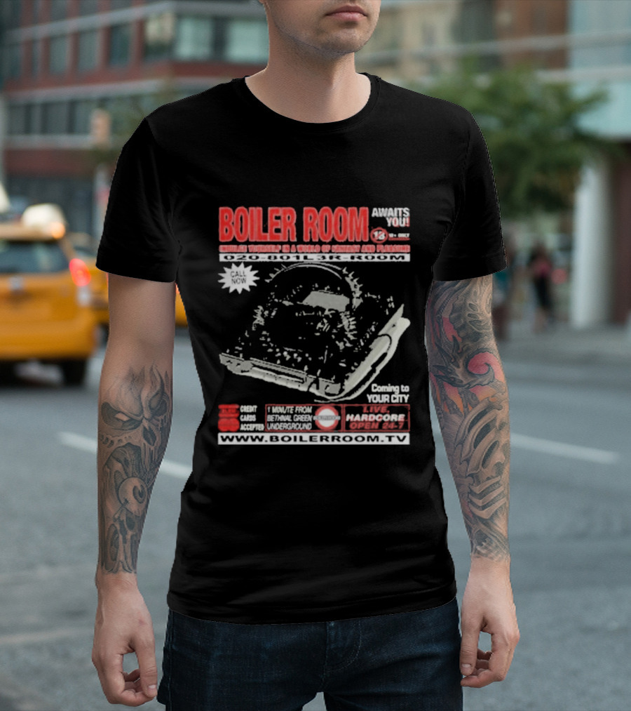 Boiler Room Hardcore TV Broadcast London Frankfurt Detroit Toronto 2001 Mix Series Coming To Your City T-Shirt