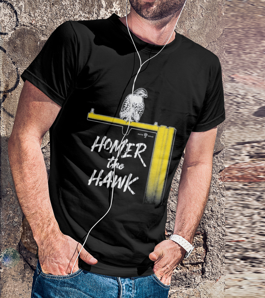 Homer The Hawk Perched On Yellow Crossbar T-Shirt
