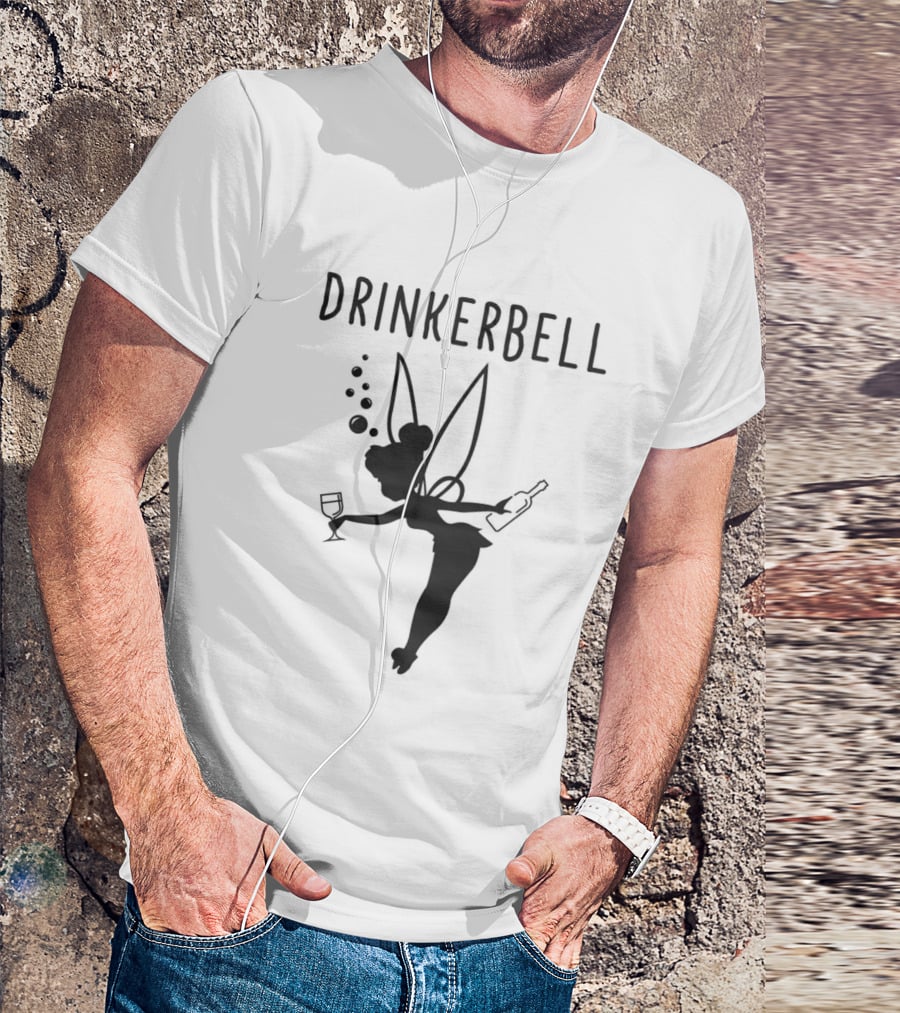 Drinkerbell Beer Lover Fairy With Wine Glass And Bottle T-Shirt