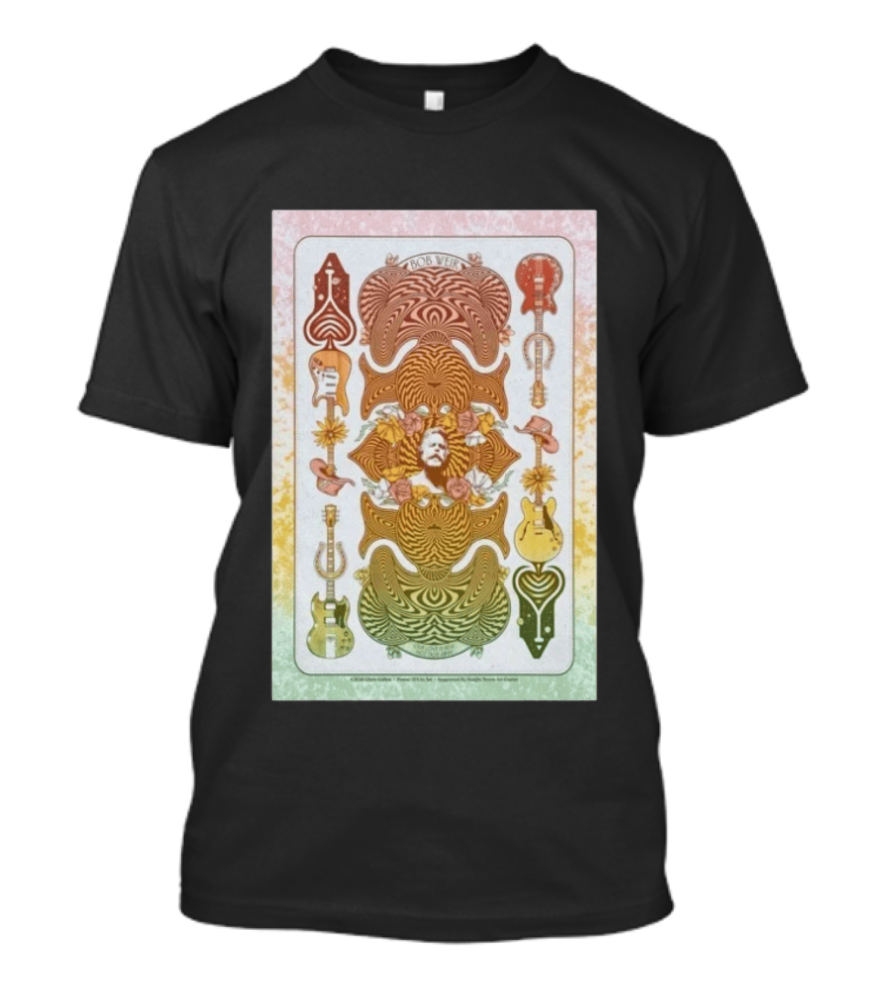 Bob Weir Psychedelic Guitars Memorial Roses And Hats T-Shirt