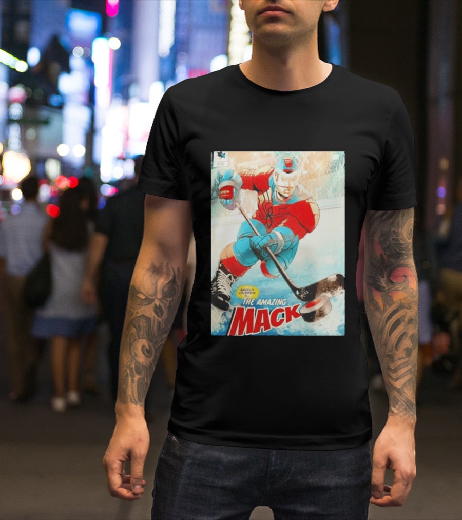 Macklin Celebrini The Amazing Mack San Jose Sharks Hockey Comic T-Shirt