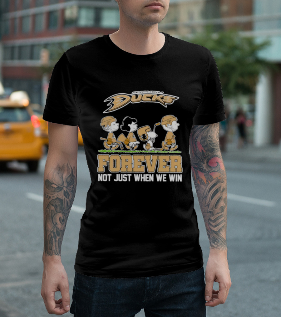 Anaheim Ducks Peanuts Forever Not Just When We Win Charlie Brown Snoopy Linus Woodstock T-Shirt