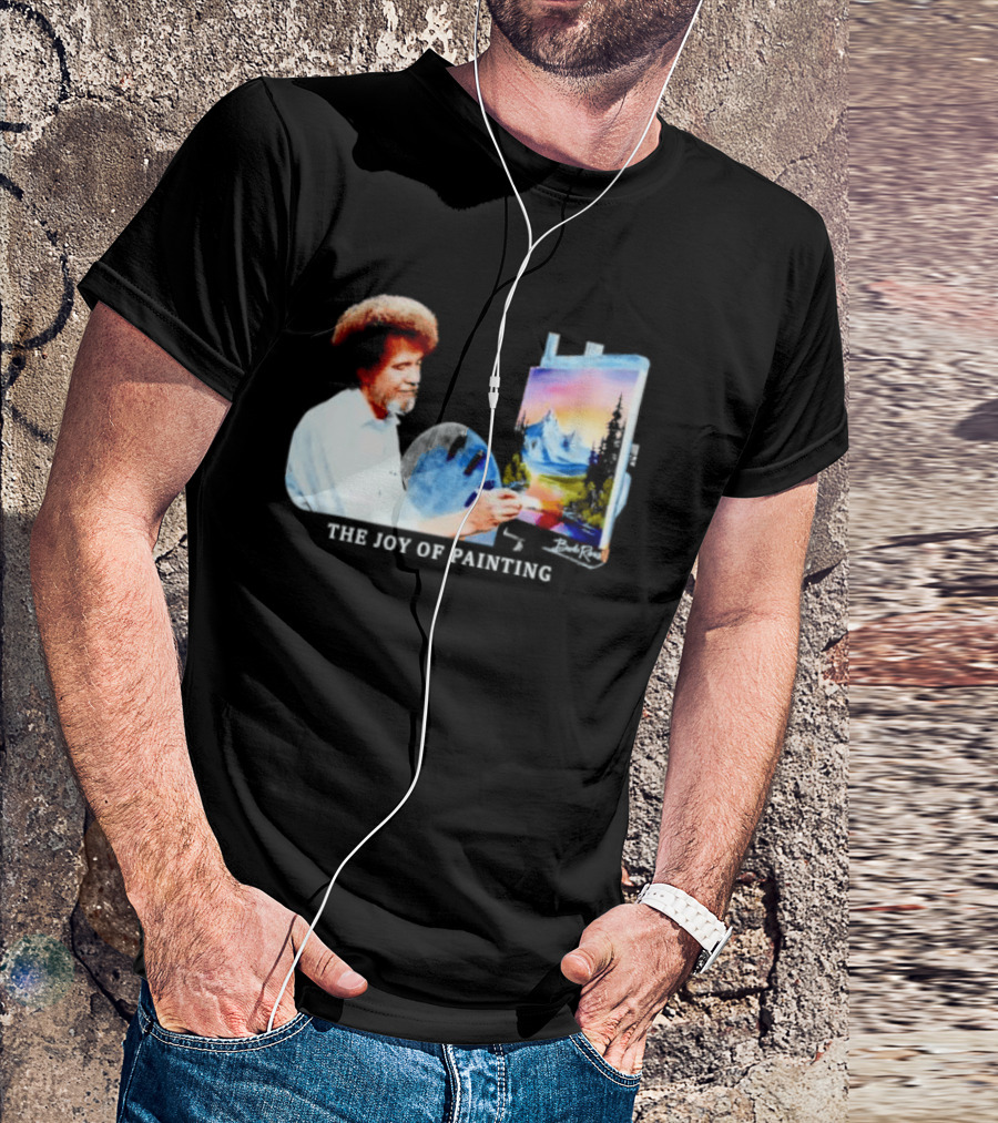 Bob Ross The Joy Of Painting Mountains And Sunset Scene T-Shirt