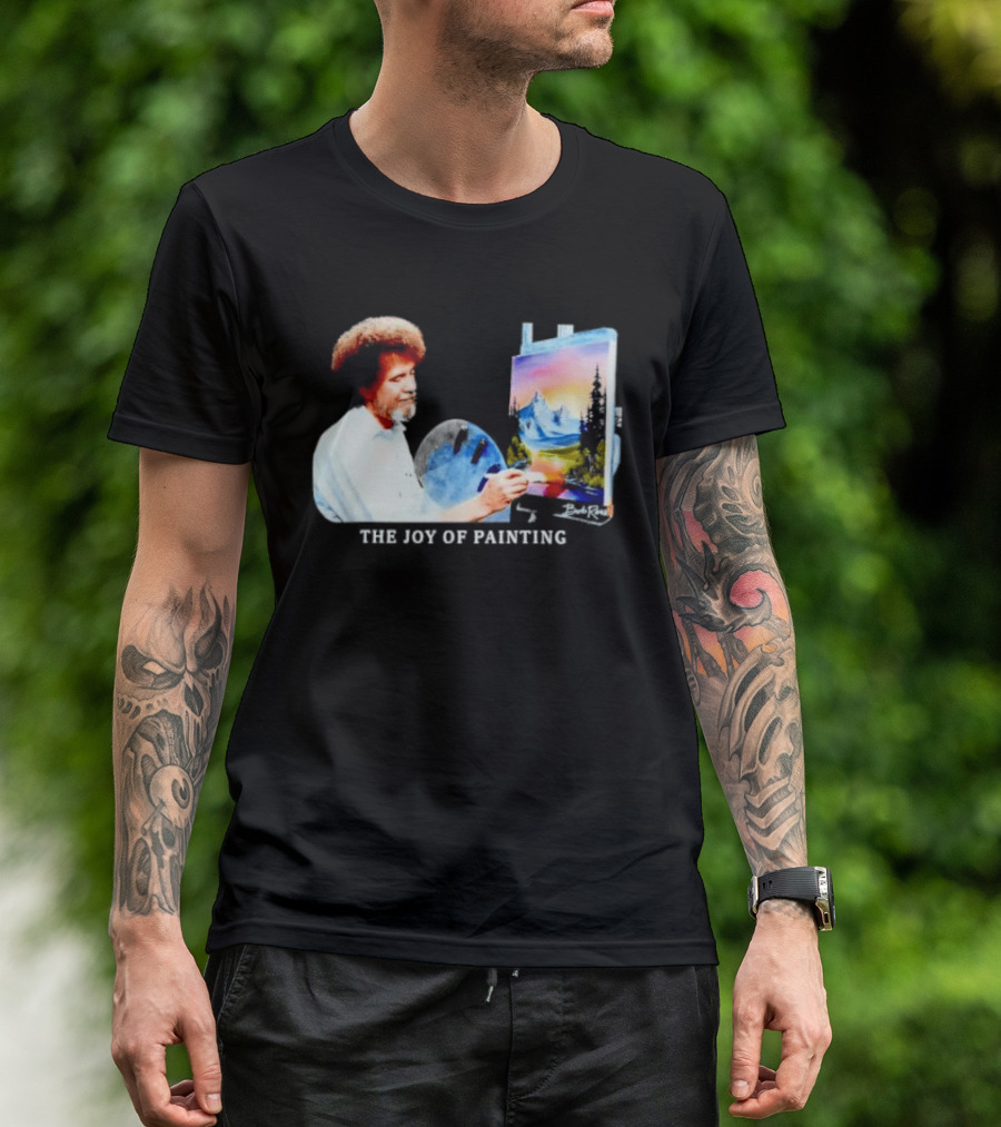 Bob Ross The Joy Of Painting Mountains And Sunset Scene T-Shirt