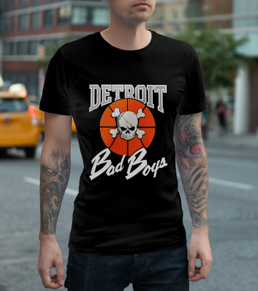 Detroit Bad Boys Skull Basketball T-Shirt