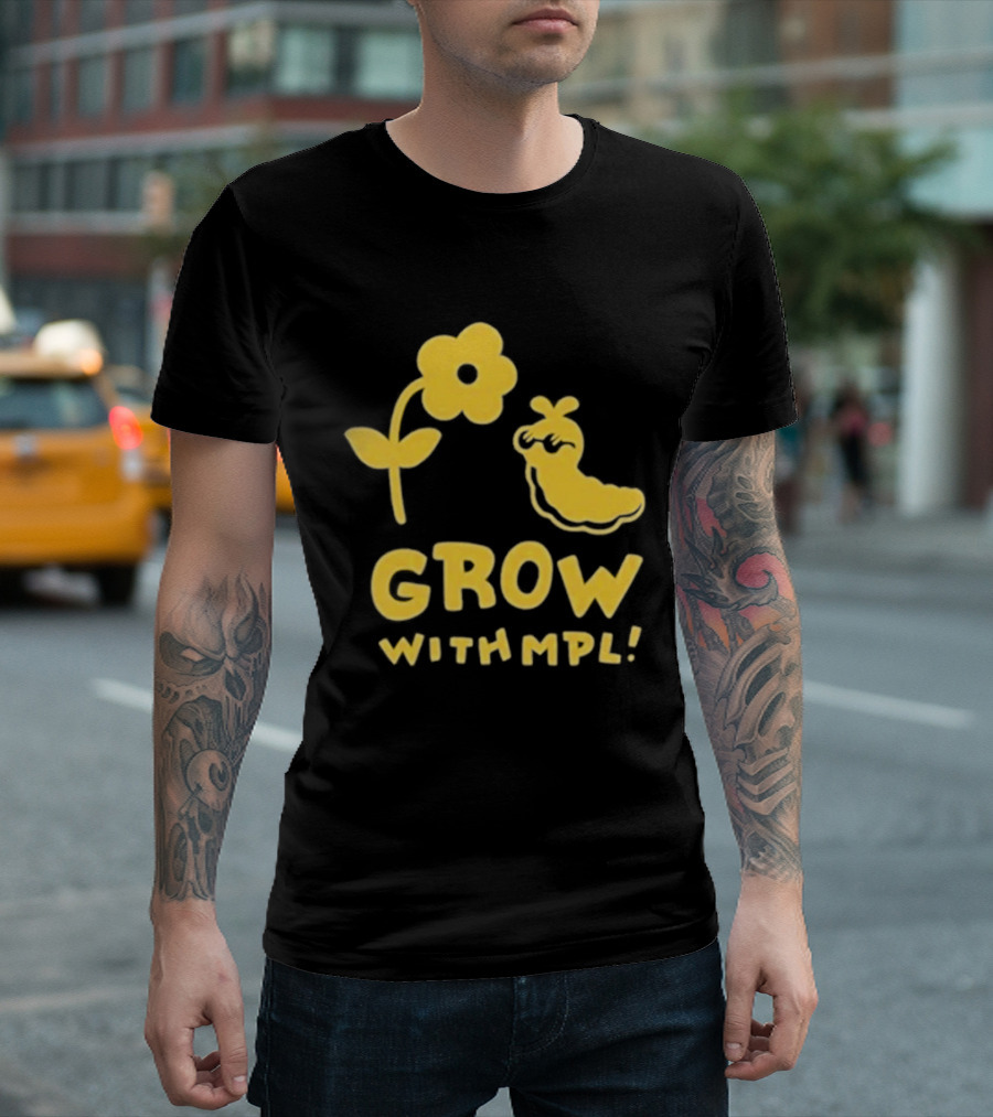 Grow With MPL Flower And Bird Yellow T-Shirt