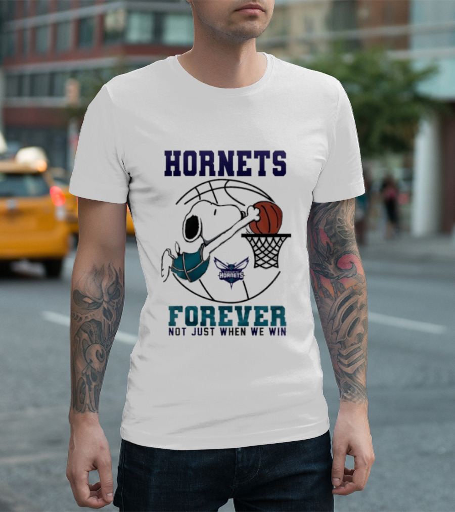 Hornets Snoopy Dunking Basketball Forever Not Just When We Win T-Shirt