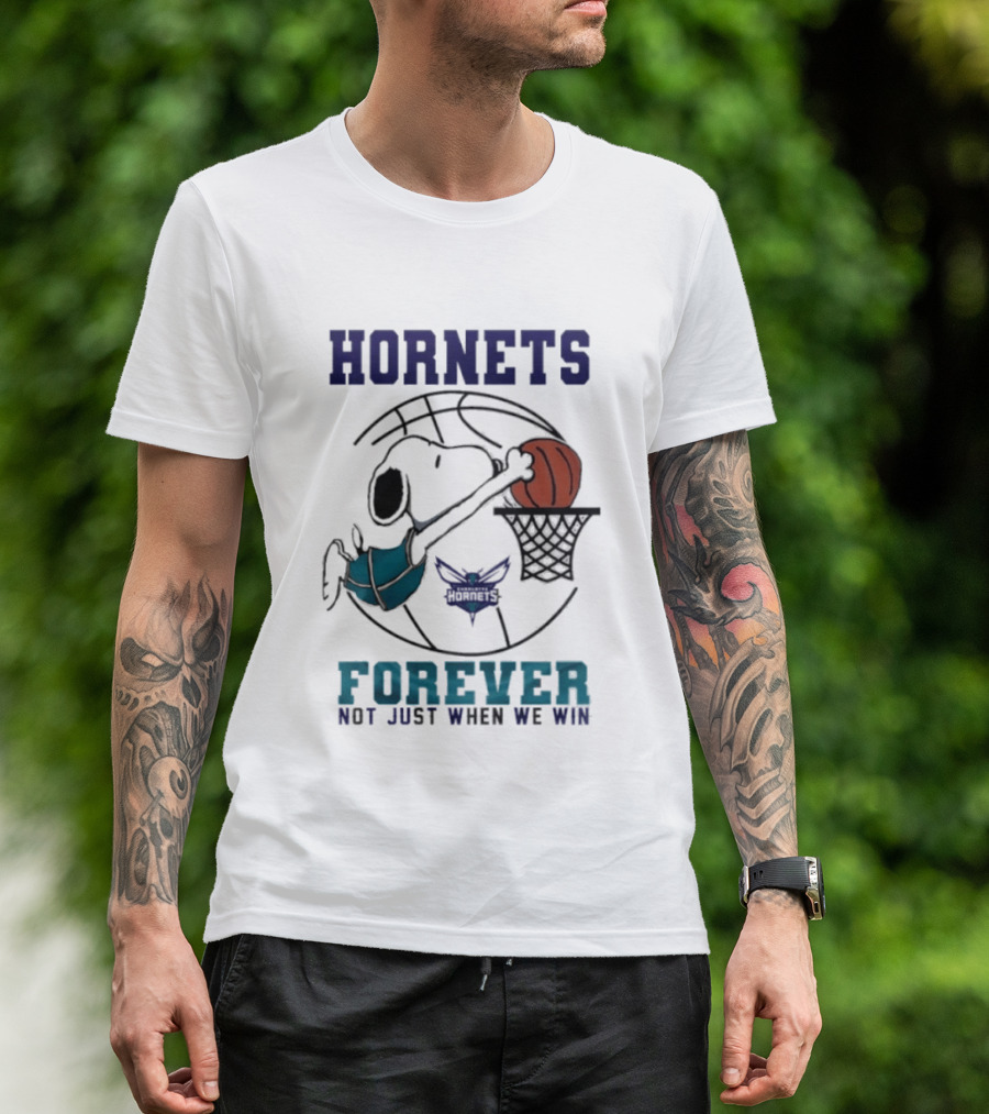 Hornets Snoopy Dunking Basketball Forever Not Just When We Win T-Shirt