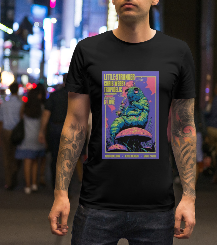 Little Stranger Chris Webby Tropidelic Jarv Damn Skippy G. Love Mission Ballroom Denver August 29 2026 T-Shirt