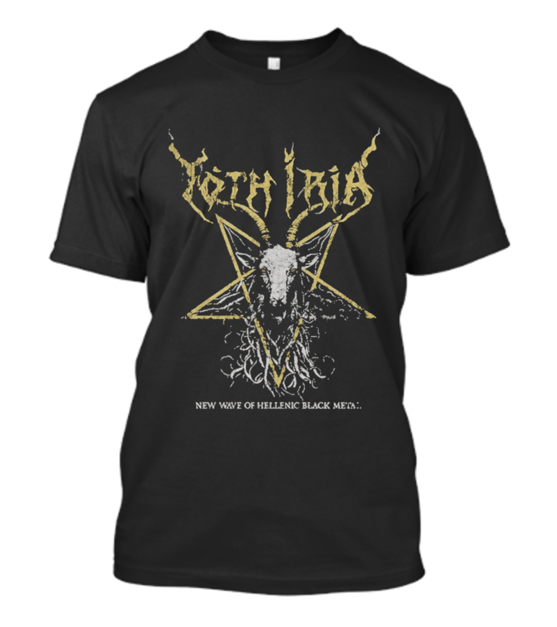 Yoth Iria Pentagram Goat Skull New Wave Of Hellenic Black Metal T-Shirt
