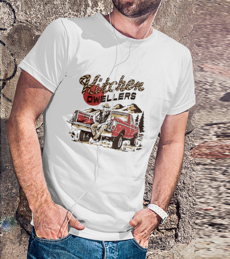 Kitchen Dwellers Swipe 4 All Tour Cowboy On Truck Mountain Scene T-Shirt