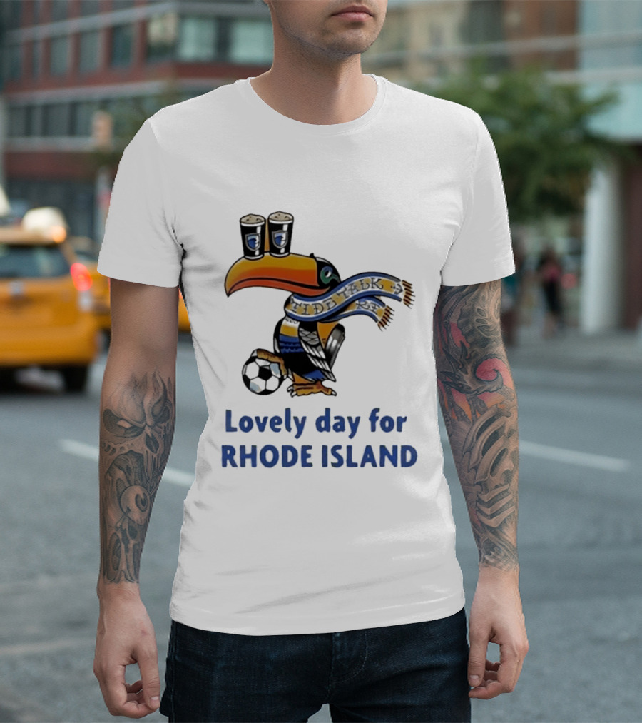 Lovely Day For Rhode Island Toucan With Soccer Ball And Beers T-Shirt