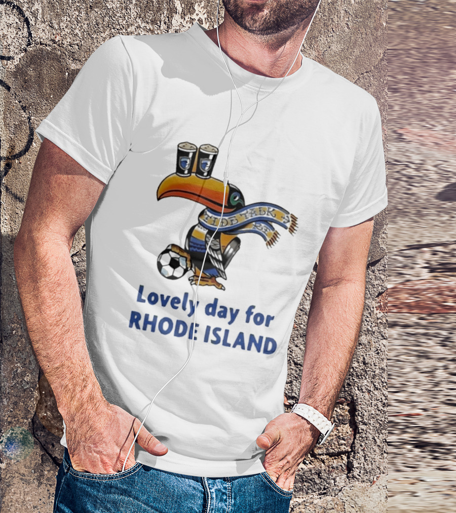 Lovely Day For Rhode Island Toucan With Soccer Ball And Beers T-Shirt