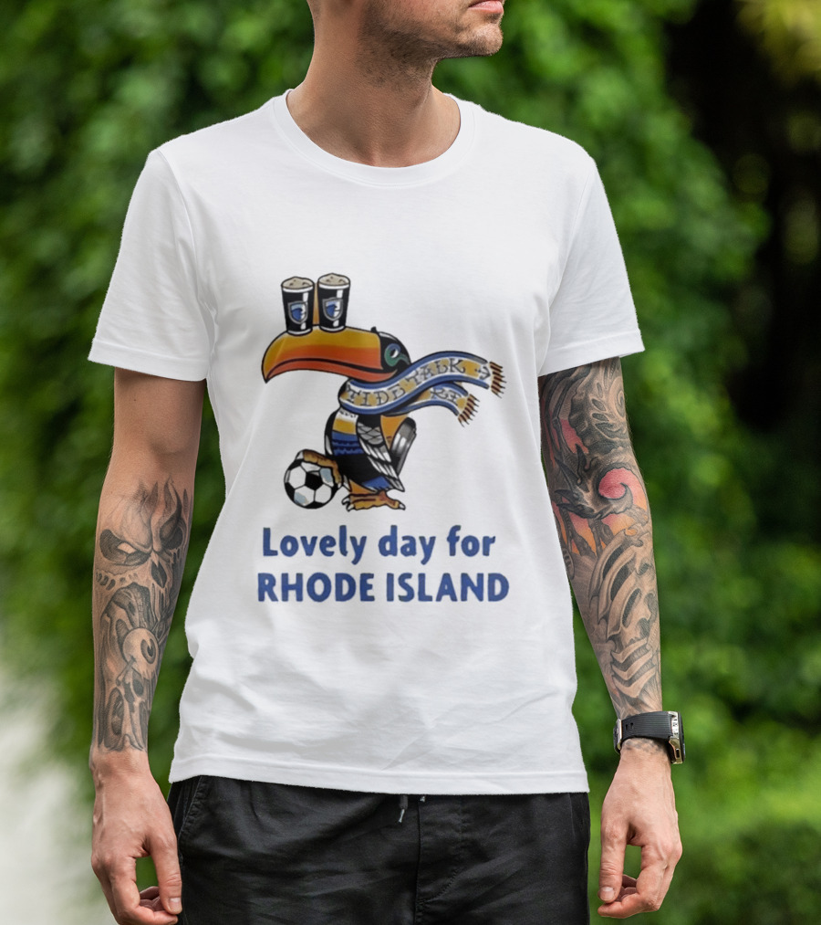 Lovely Day For Rhode Island Toucan With Soccer Ball And Beers T-Shirt