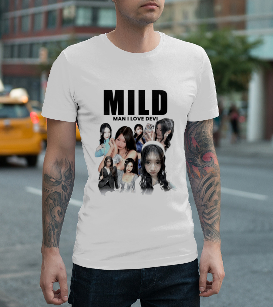 Mild Man I Love Devi Multi Portrait Collage T-Shirt