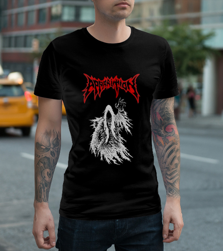 Apparition Ghostly Figure Red Gothic Font T-Shirt