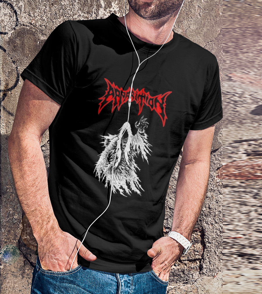 Apparition Ghostly Figure Red Gothic Font T-Shirt