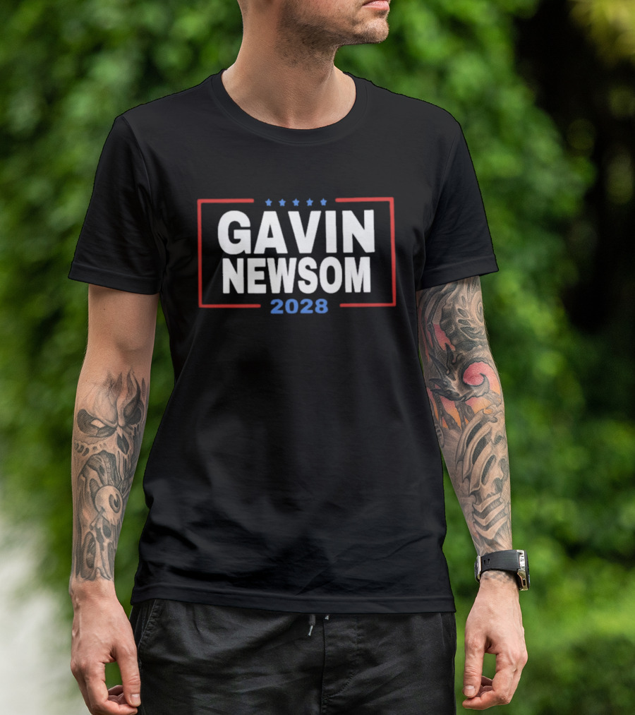 Gavin Newsom 2028 Campaign Stars Red Blue T-Shirt