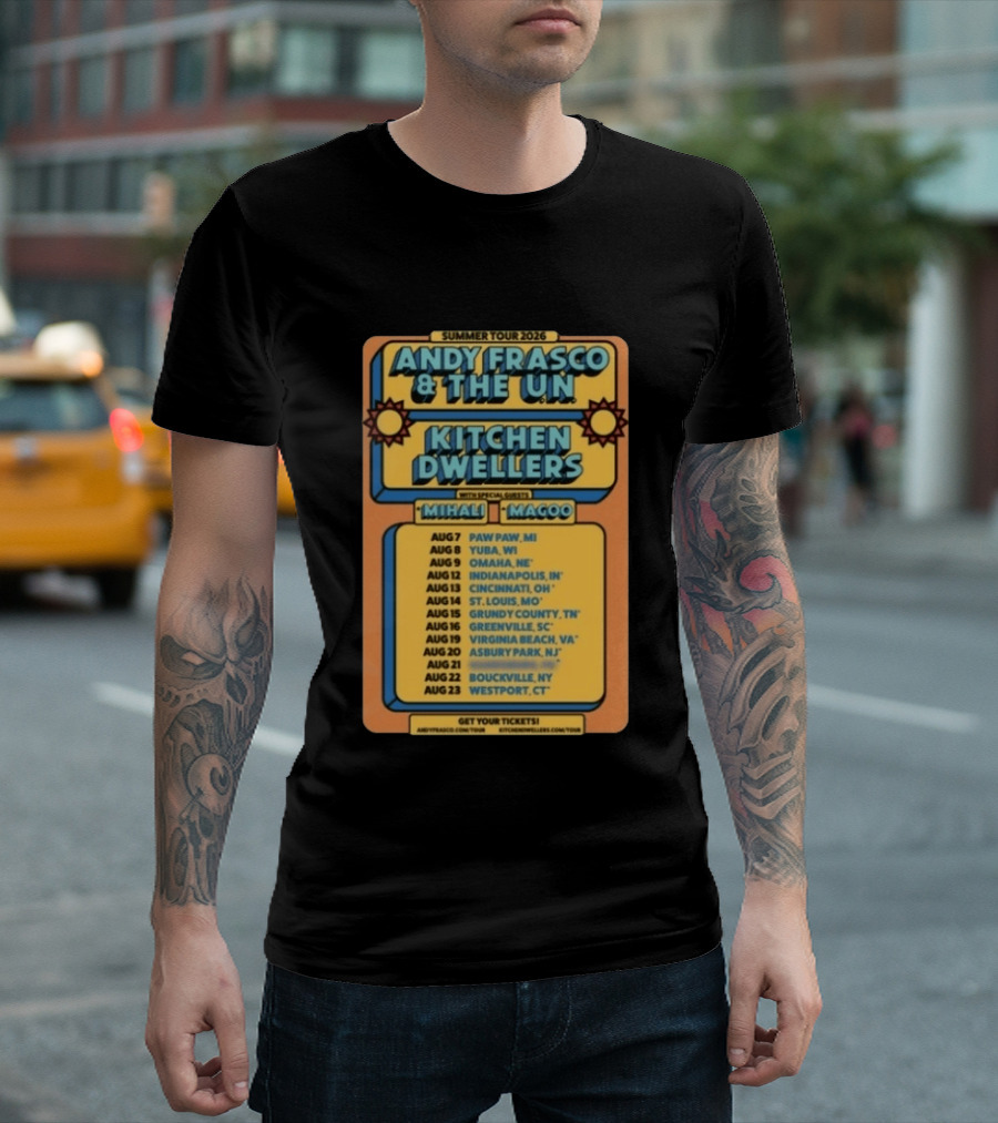 Summer Tour 2026 Andy Frasco And The UN Kitchen Dwellers With Mihali And Magoo Tour Dates And Locations T-Shirt