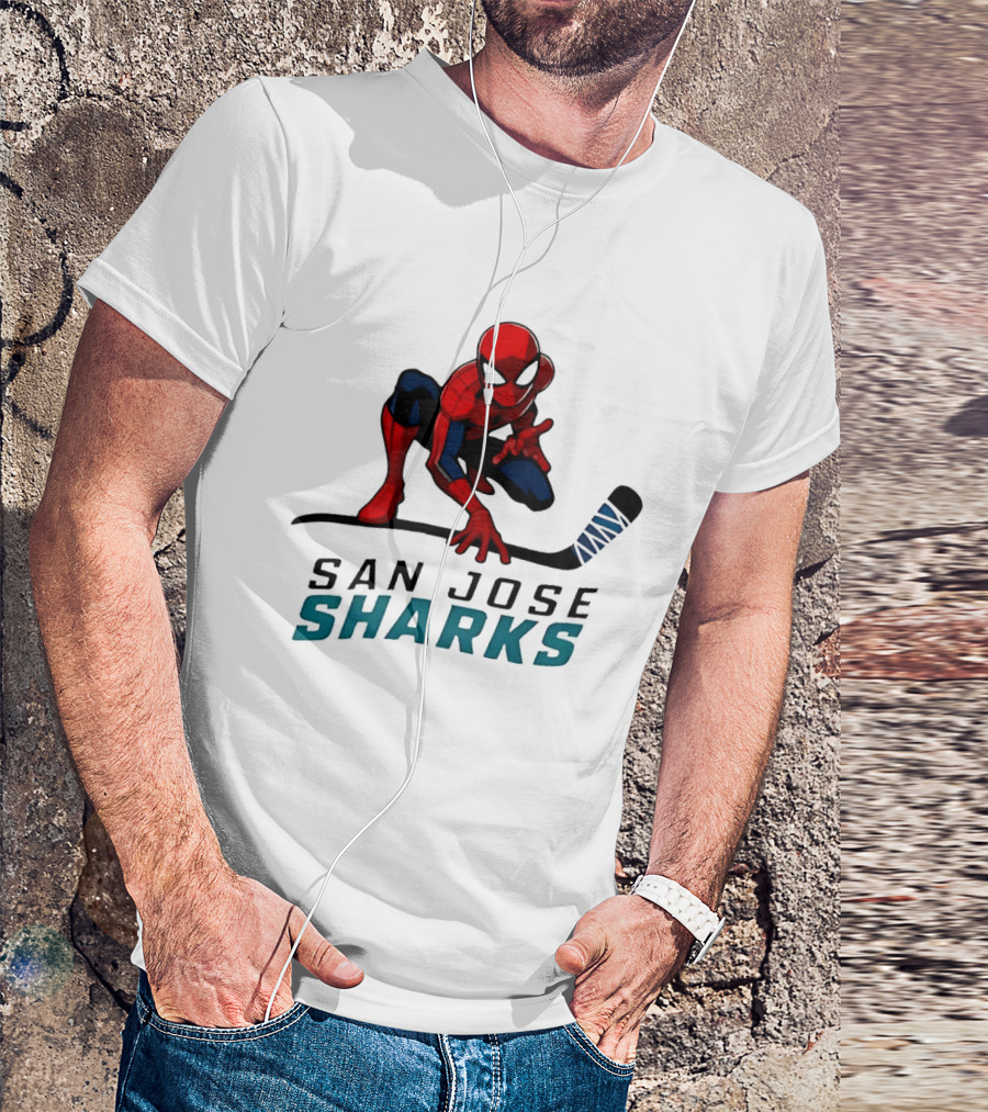 Spider Man San Jose Sharks Hockey Collaboration T-Shirt