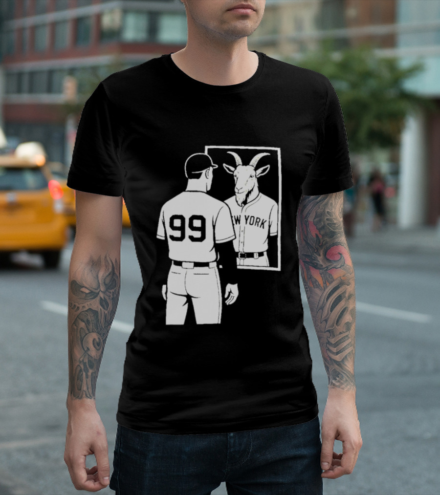 Aaron Judge GOAT Reflection New York Yankees Baseball 99 T-Shirt