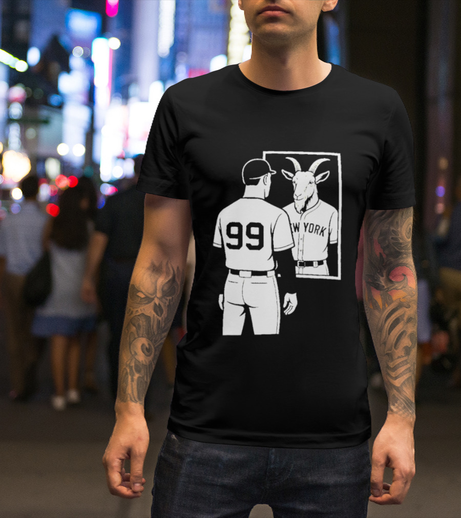 Aaron Judge GOAT Reflection New York Yankees Baseball 99 T-Shirt