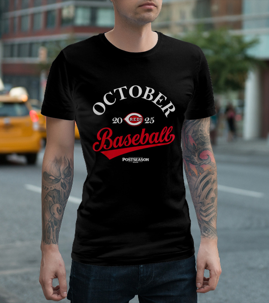 Cincinnati Reds October Baseball 2025 Postseason T-Shirt