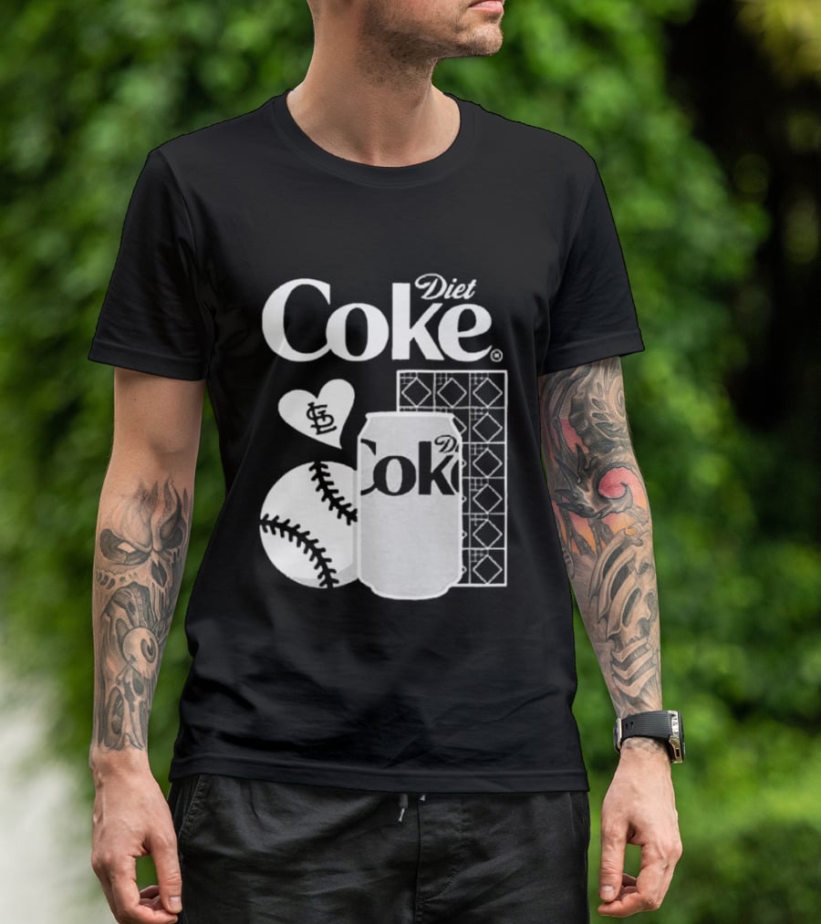 St. Louis Cardinals Diet Coke Night Baseball Can Heart 2026 T-Shirt