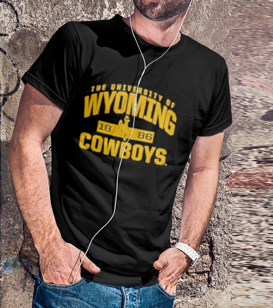 University Of Wyoming Cowboys 1886 Vintage Yellow Bronco Rider T-Shirt