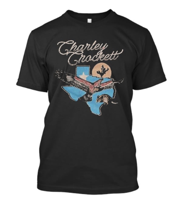 Charley Crockett Texas Hawk Lone Star Map Blue Sky Bird T-Shirt