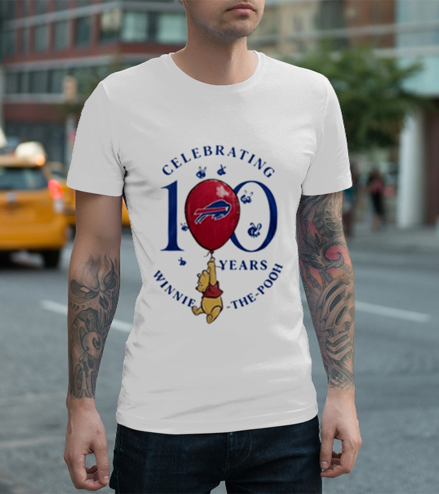 Celebrating 100 Years Winnie The Pooh Buffalo Bills Balloon T-Shirt