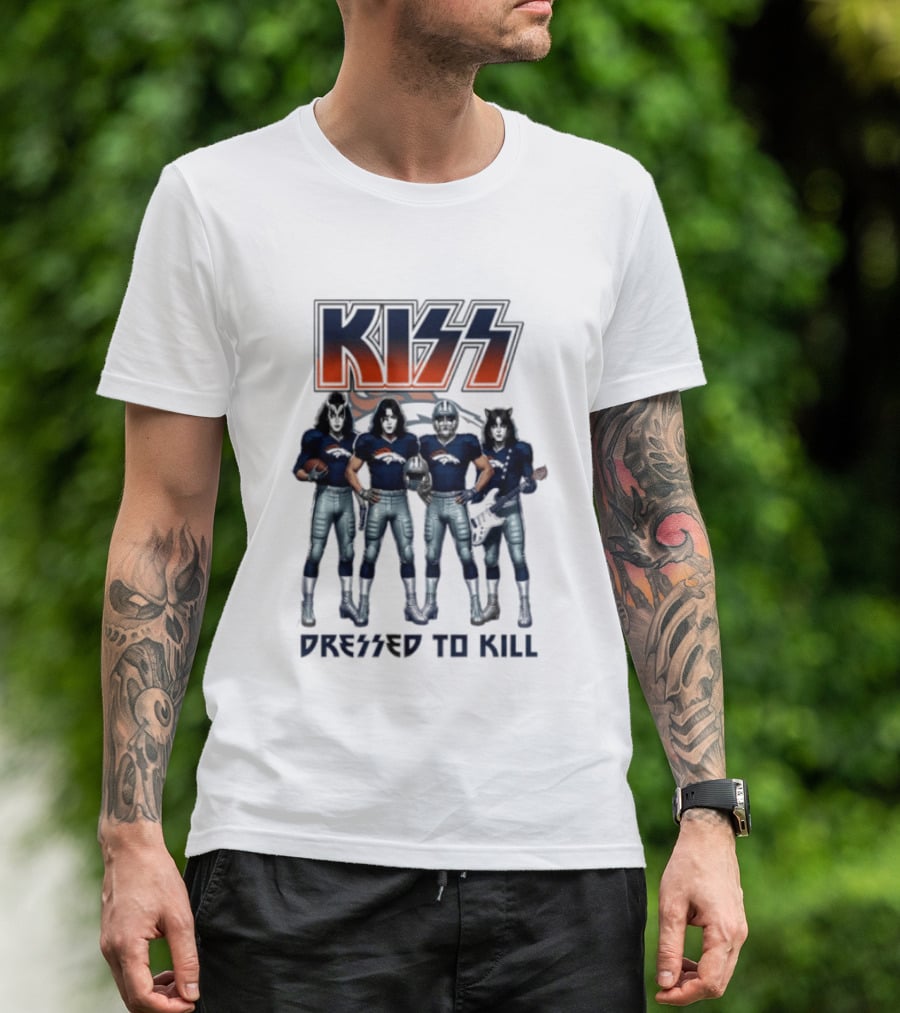 KISS Dressed To Kill Denver Broncos Football Team Collaboration T-Shirt