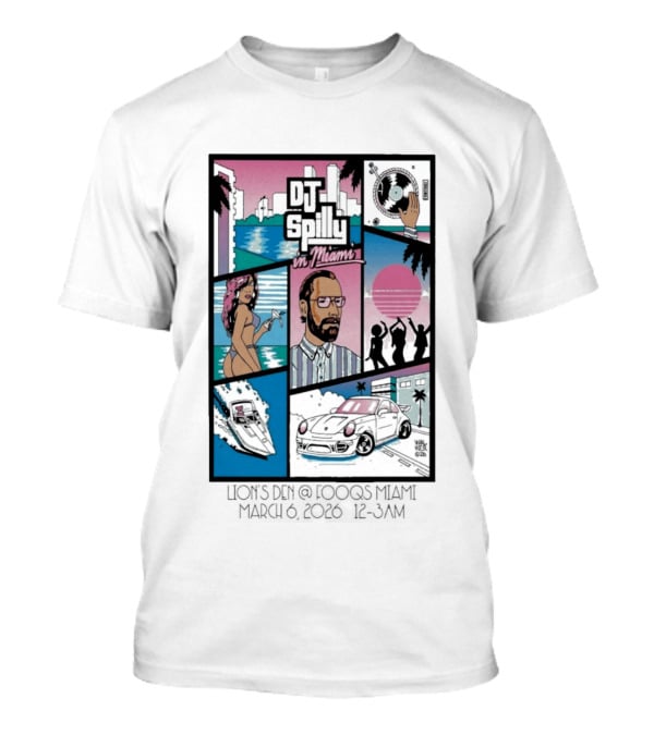 DJ Spilly In Miami March 6 2026 Iconic Nightlife Vibes T-Shirt