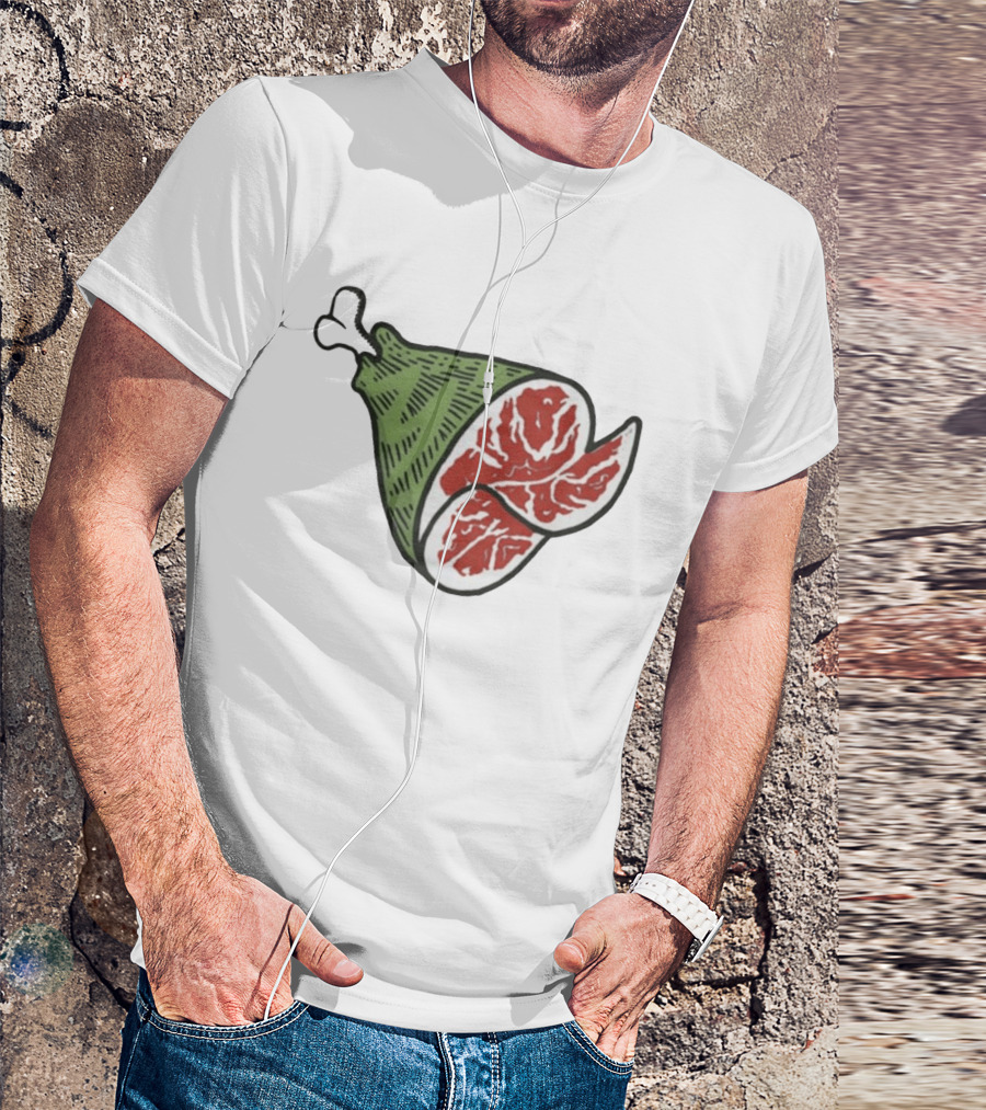 Ham Bone Cartoon Illustration Vintage Retro Clip T-Shirt