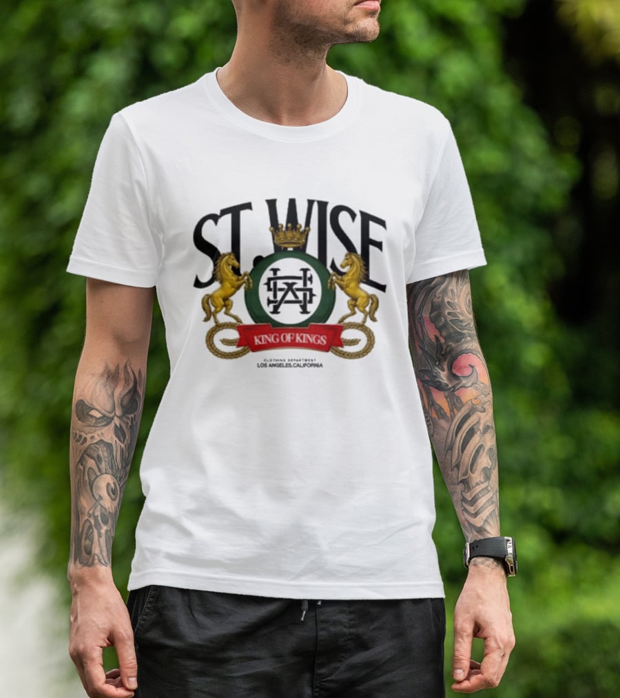 ST Wise Crowned Horse Emblem Los Angeles California T-Shirt