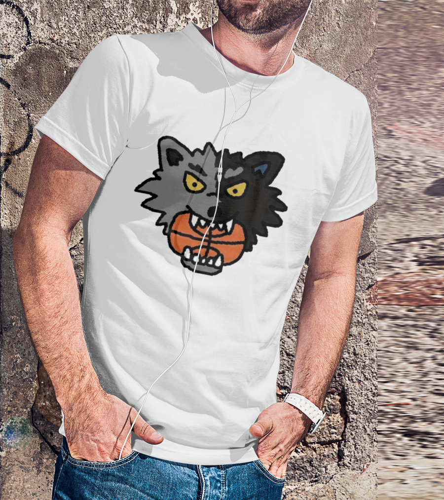 Timberwolves New Profile Pic Two Tone Wolf With Basketball T-Shirt