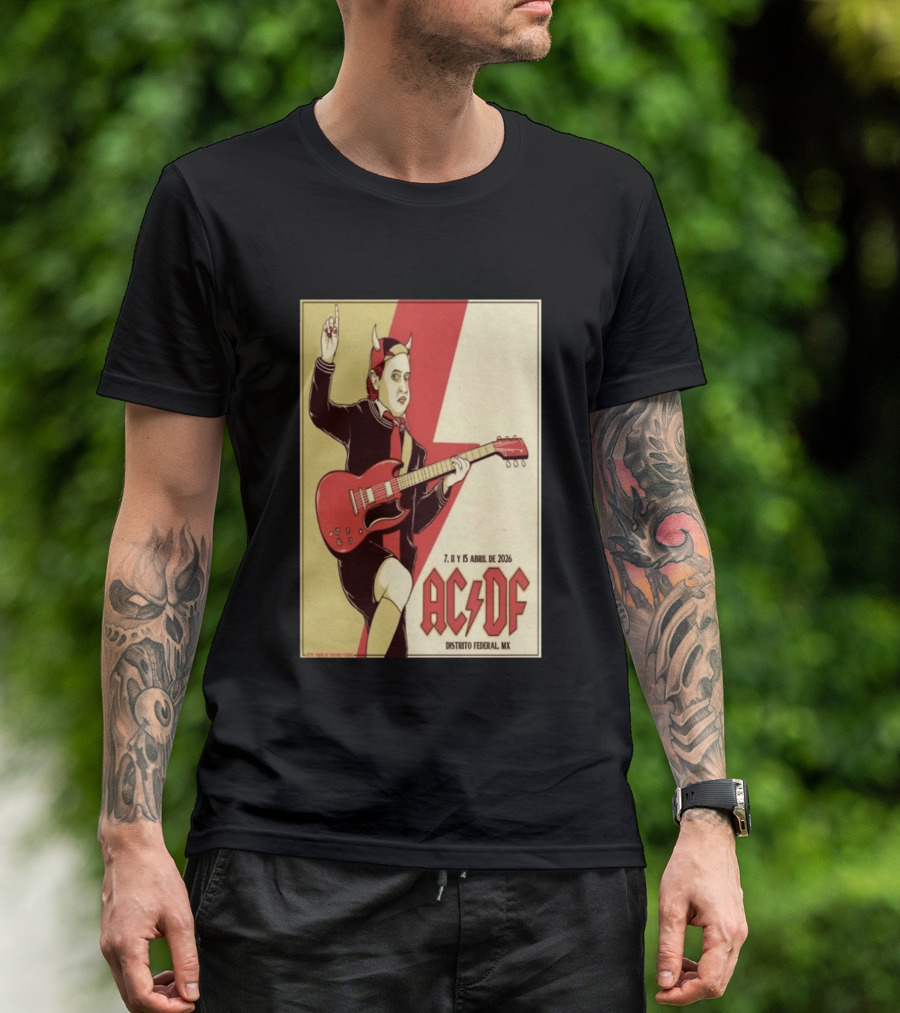 AC DF Distrito Federal MX Abril 2026 7 11 15 Rock Concert Red Guitar And Devil Horns T-Shirt