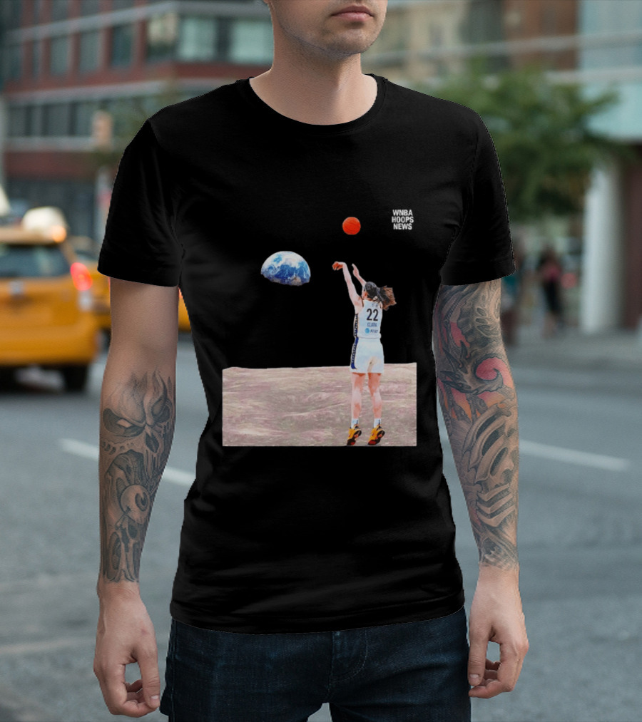 Caitlin Clark Indiana Fever WNBA Shooting Basketball On Lunar Surface T-Shirt