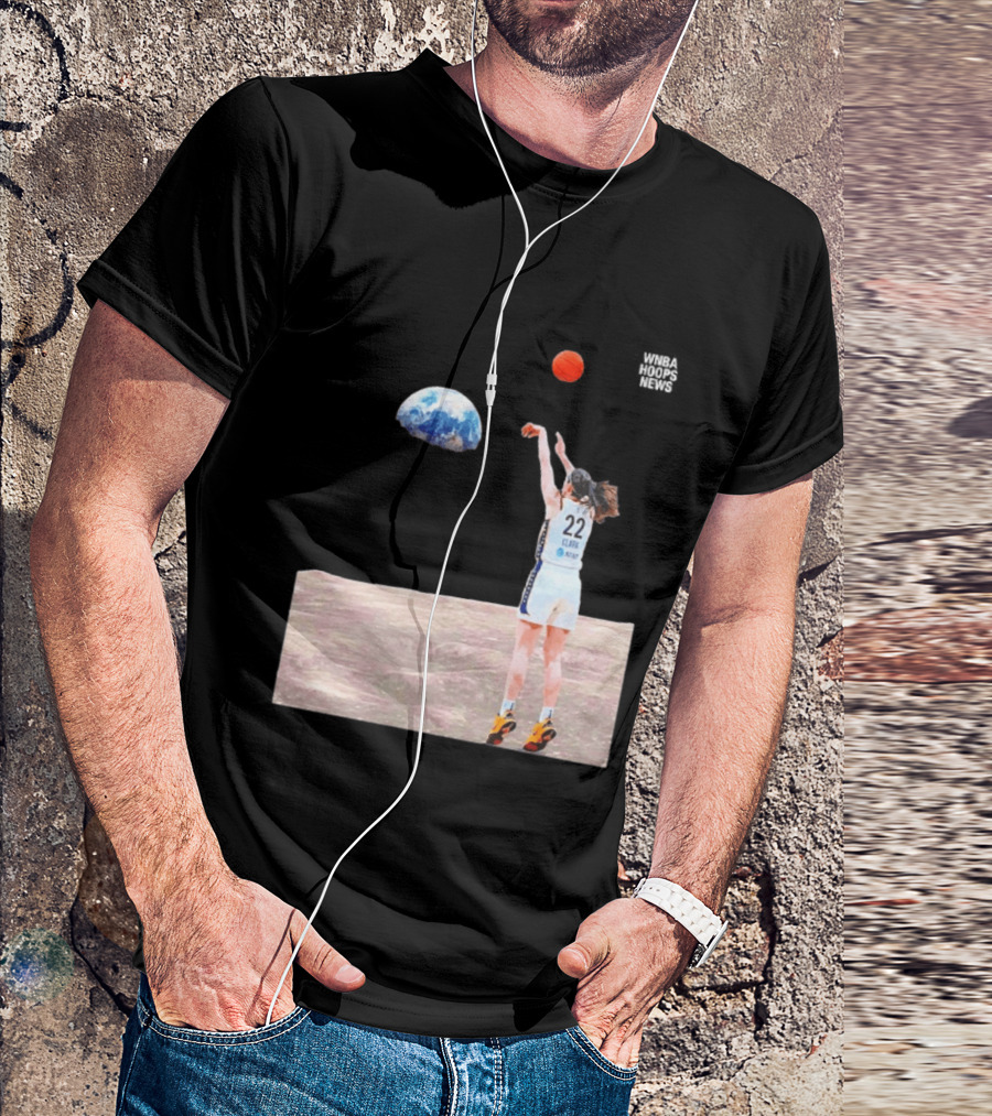 Caitlin Clark Indiana Fever WNBA Shooting Basketball On Lunar Surface T-Shirt