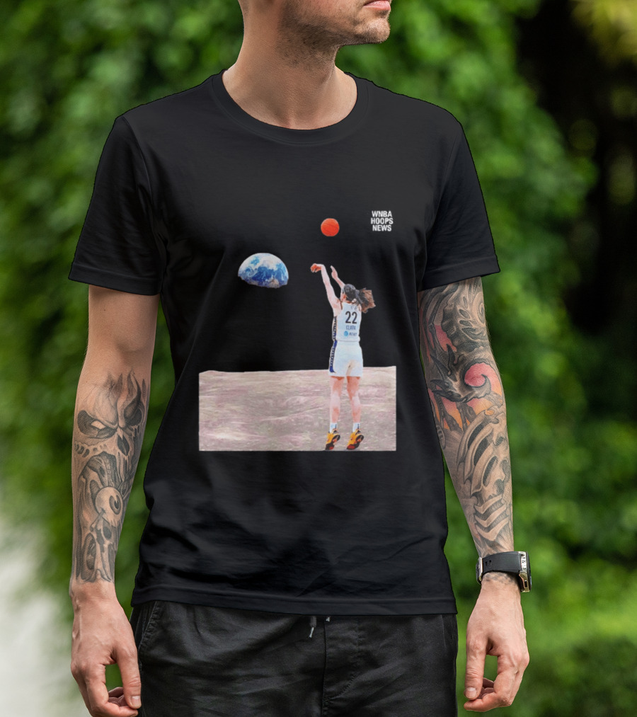 Caitlin Clark Indiana Fever WNBA Shooting Basketball On Lunar Surface T-Shirt