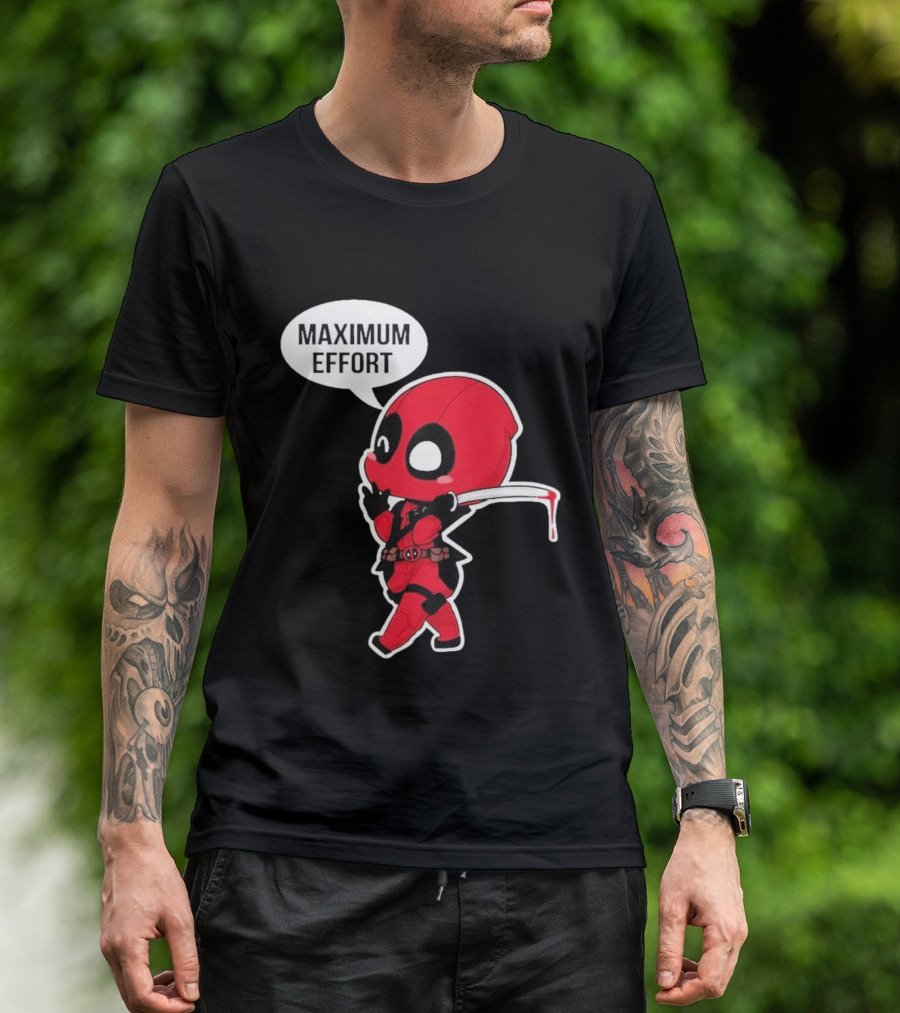 Deadpool Chibi Costume Maximum Effort Speech Bubble T-Shirt
