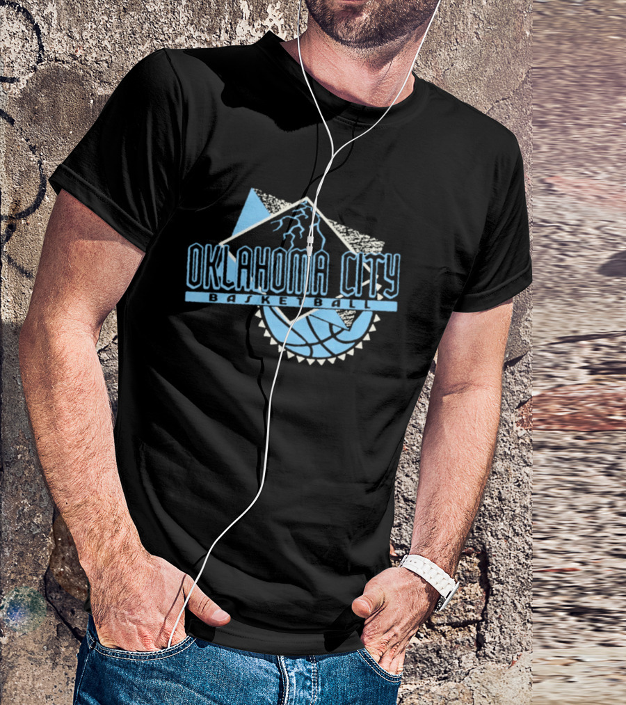Oklahoma City Basketball Mountain And Basketball Hoop T-Shirt