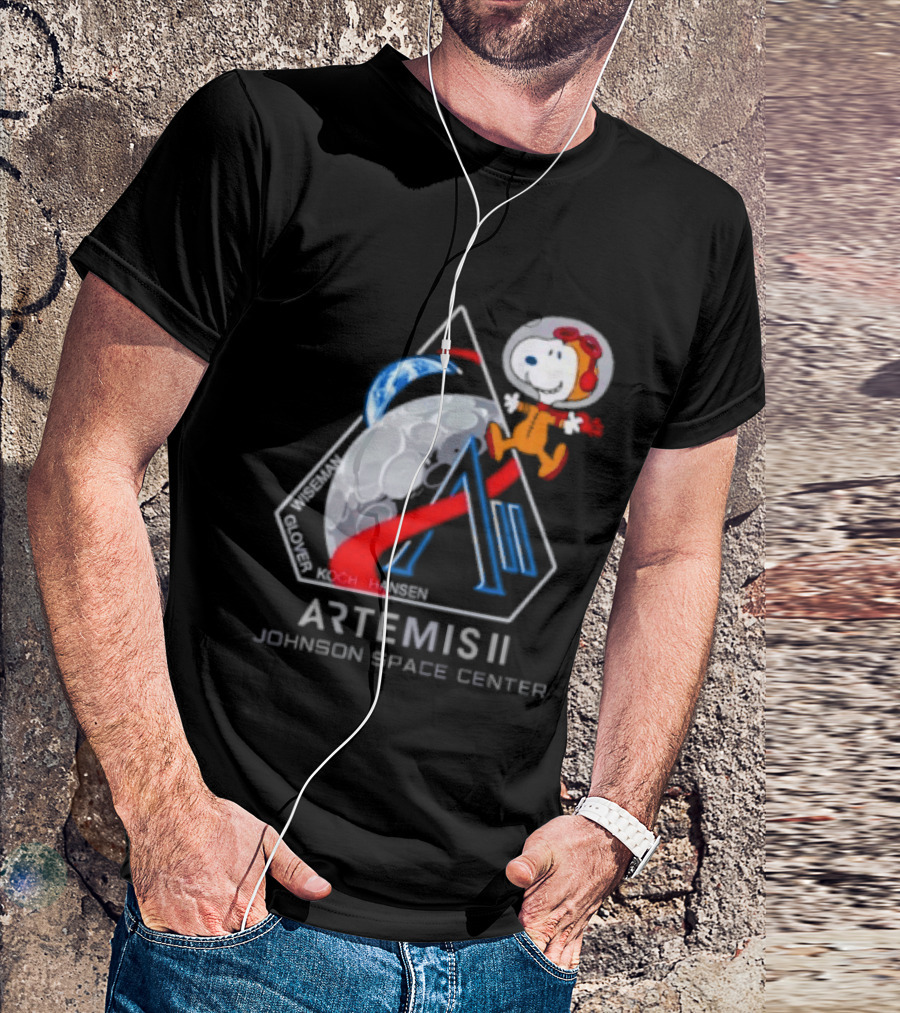Artemis II Snoopy Johnson Space Center NASA Moon Mission T-Shirt