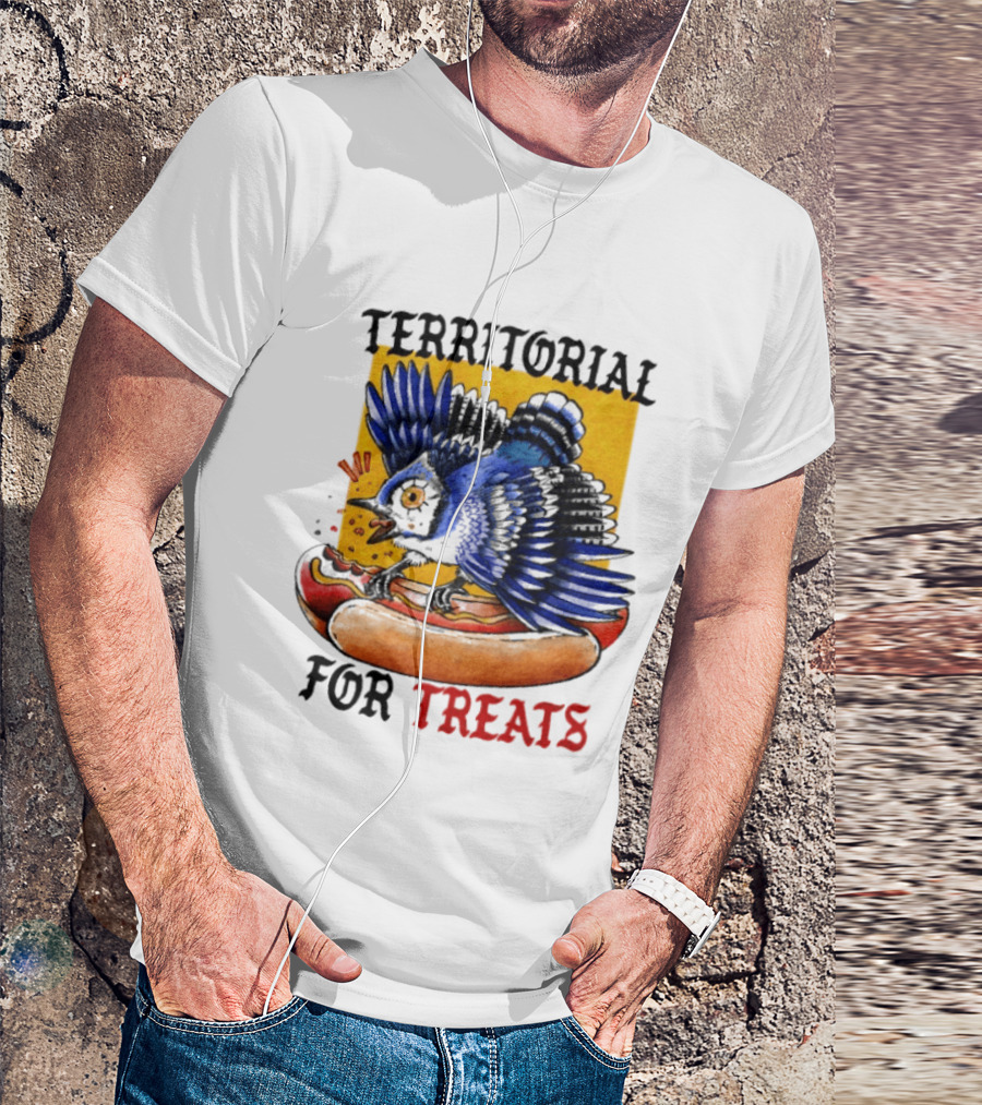 Territorial Bird With Hotdog For Treats T-Shirt